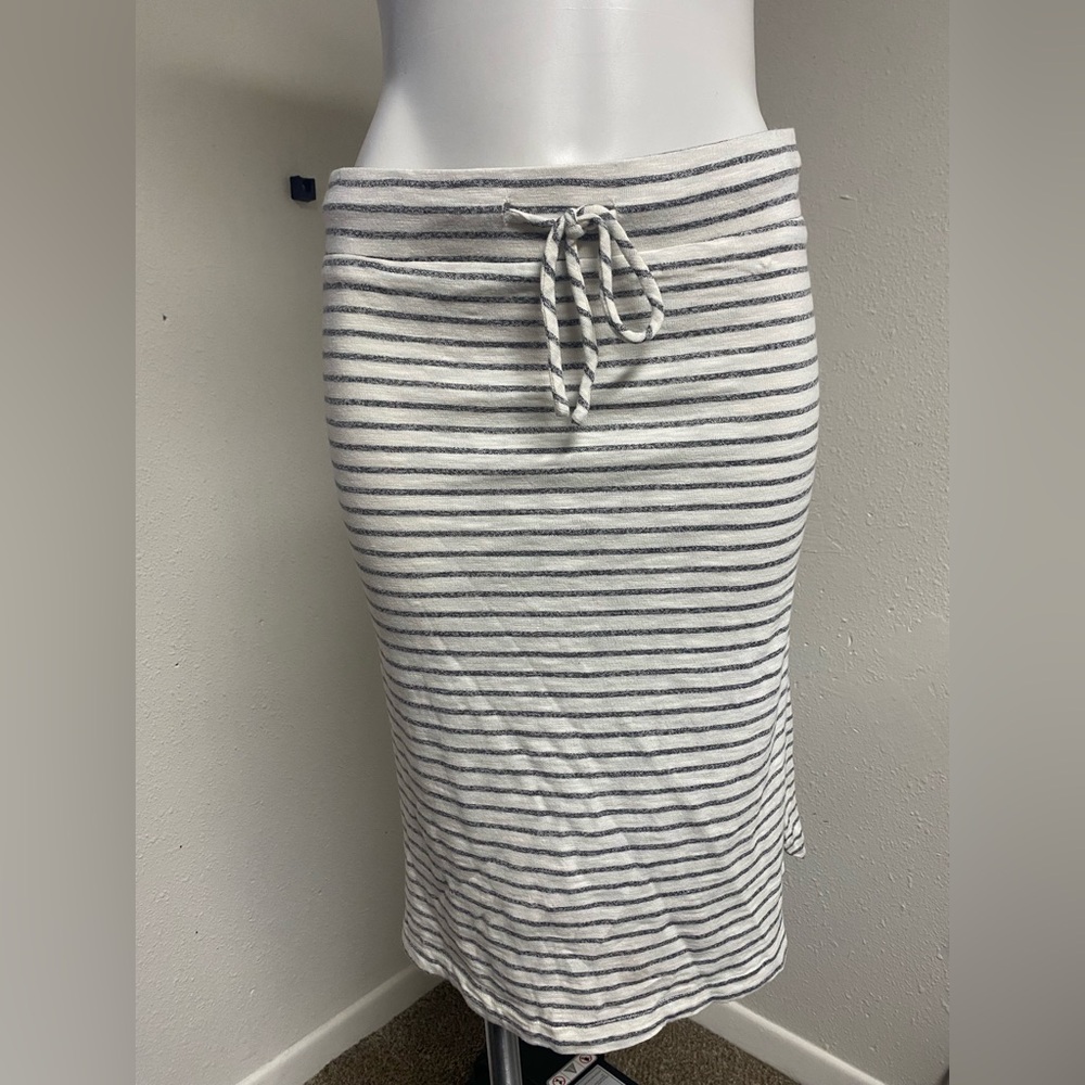 Ovi Charcoal and White Striped Midi Skirt